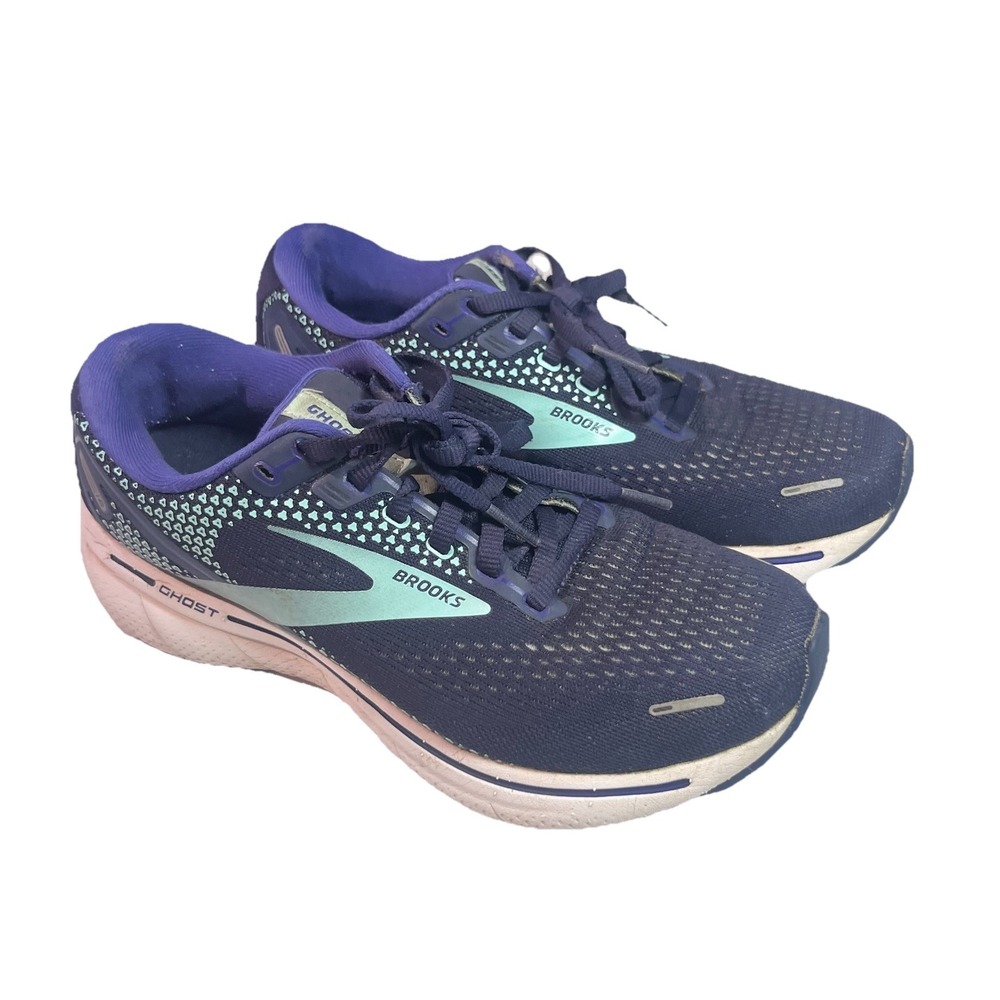 Brooks Ghost 14 Womens Size 7.5 Navy Blue White Athletic Running Shoes Sneakers